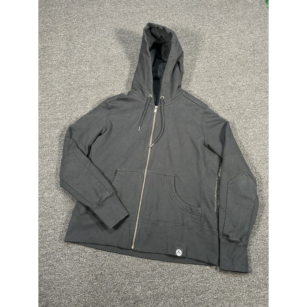American Giant Jacket Women XL Black Full Zip Heavyweight Cotton Hooded USA Made